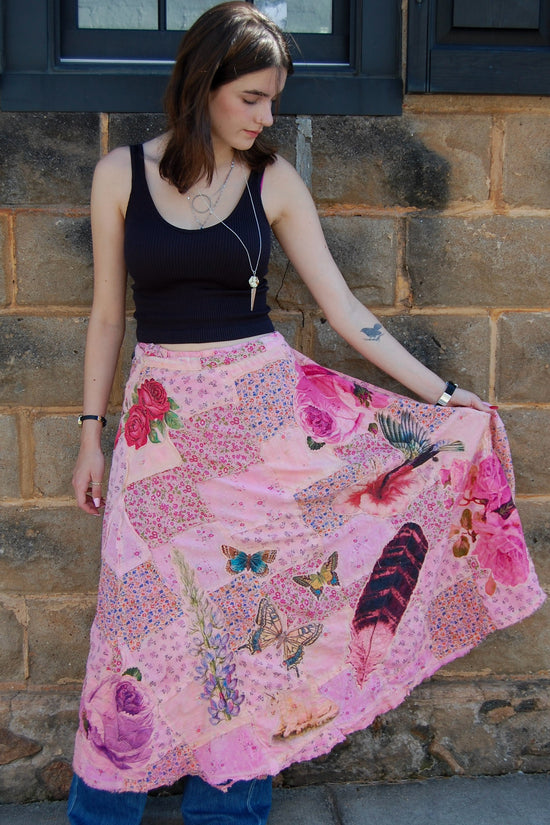 Load image into Gallery viewer, Magnolia Pearl Patchwork Sascha Wrap Skirt in Azalea
