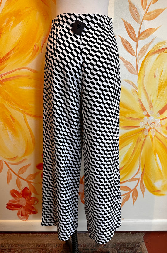 Final Sale Check Point Checker Flowy Pants in Black/White