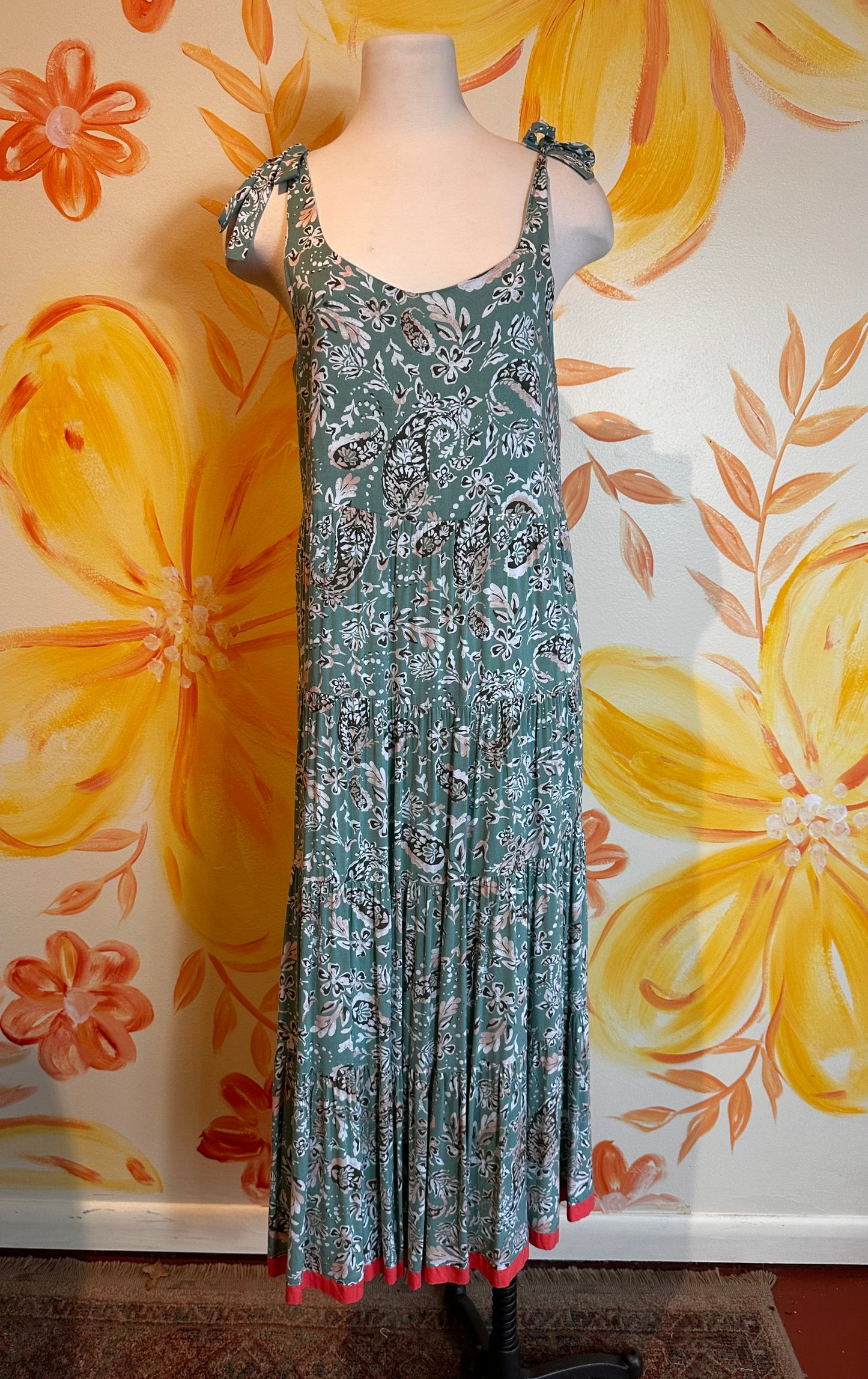 Final Sale Paisley Tiered Maxi Dress in Mint