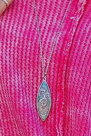 Spirit Lala: Iris Flower Marquise Pendant Necklace