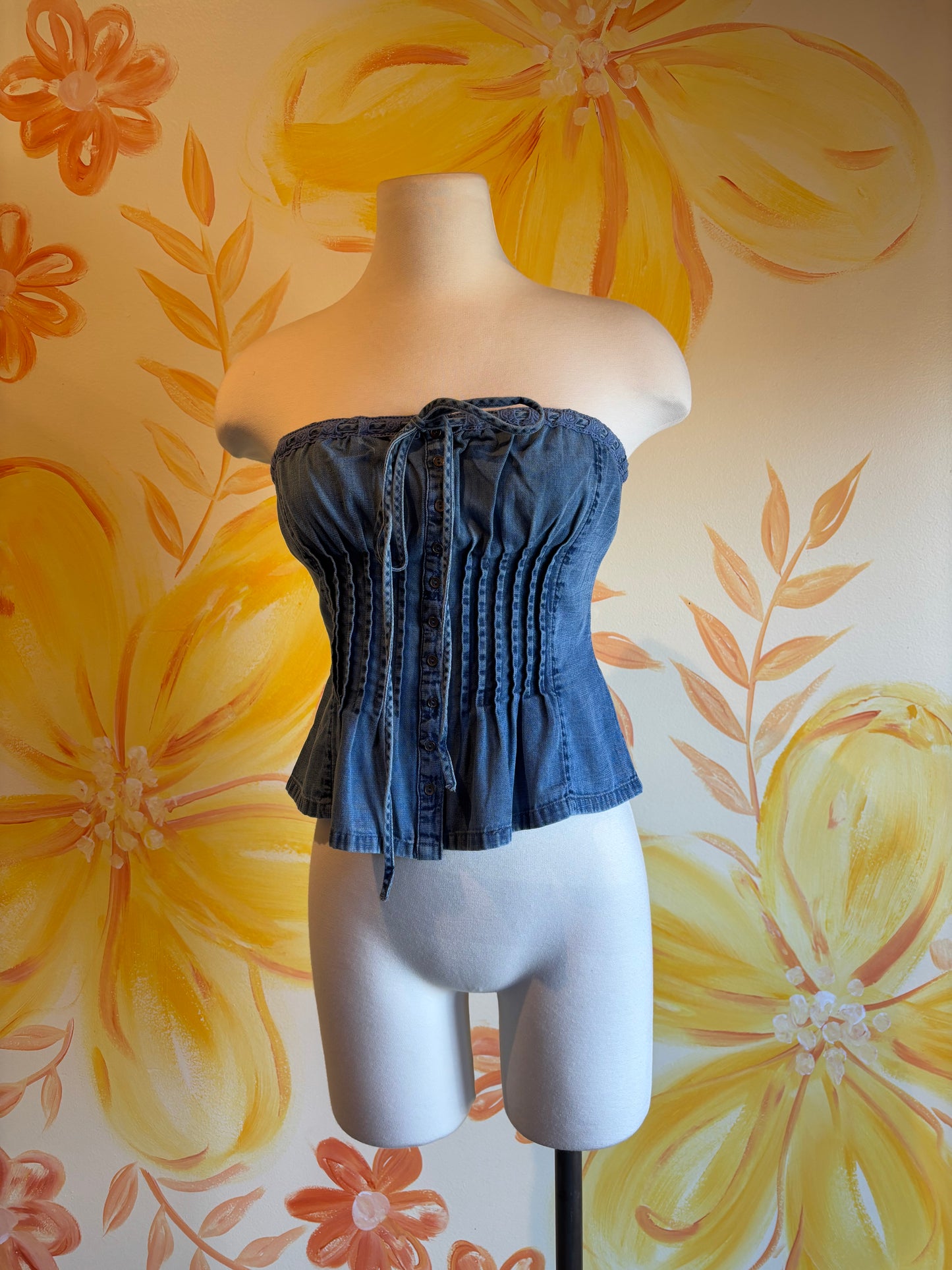 Denim Wink Wink Tube Top in Medium Wash