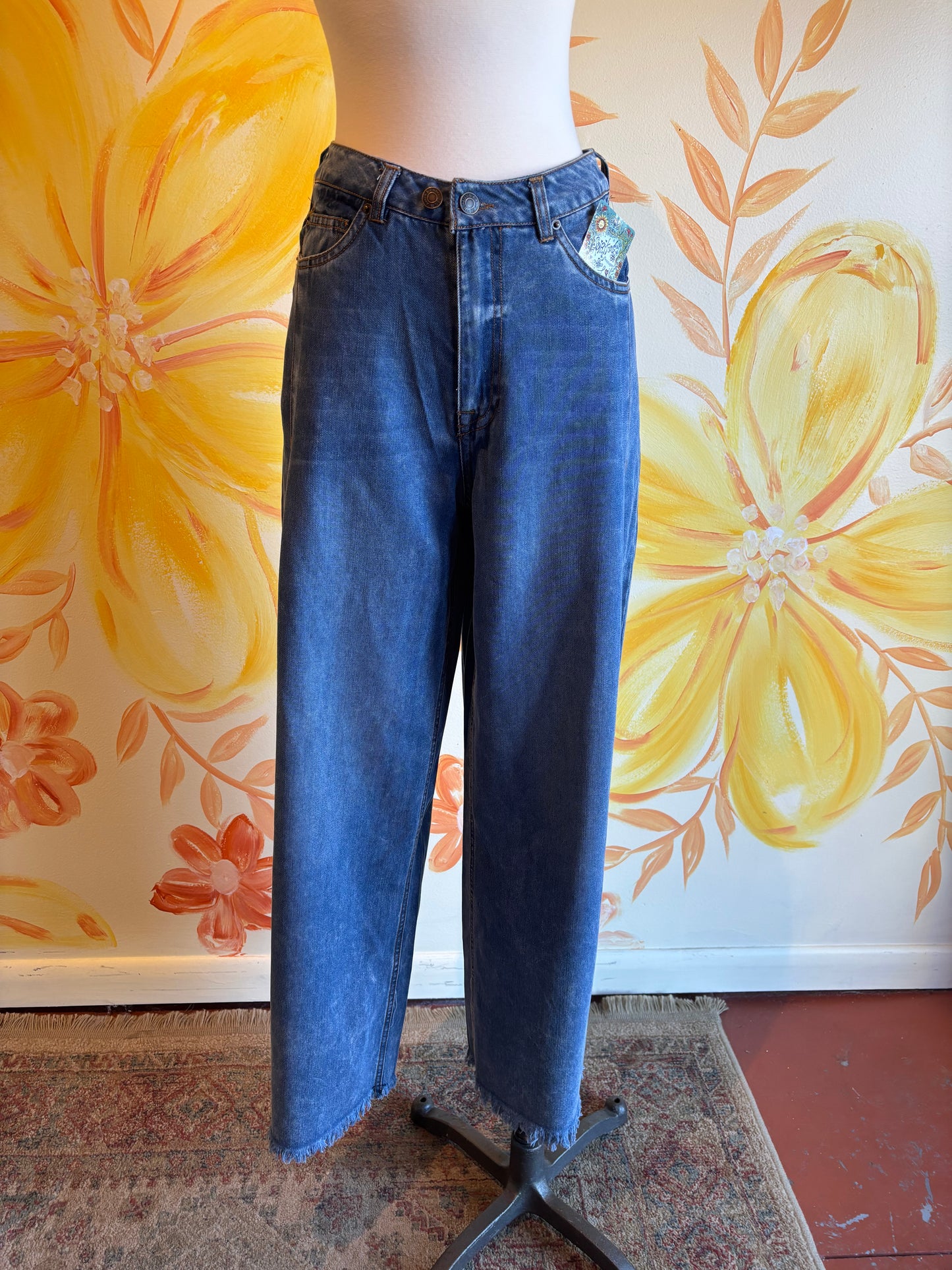 Penelope Pintuck Wide Leg Jeans in Denim