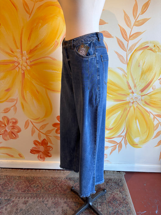 Penelope Pintuck Wide Leg Jeans in Denim