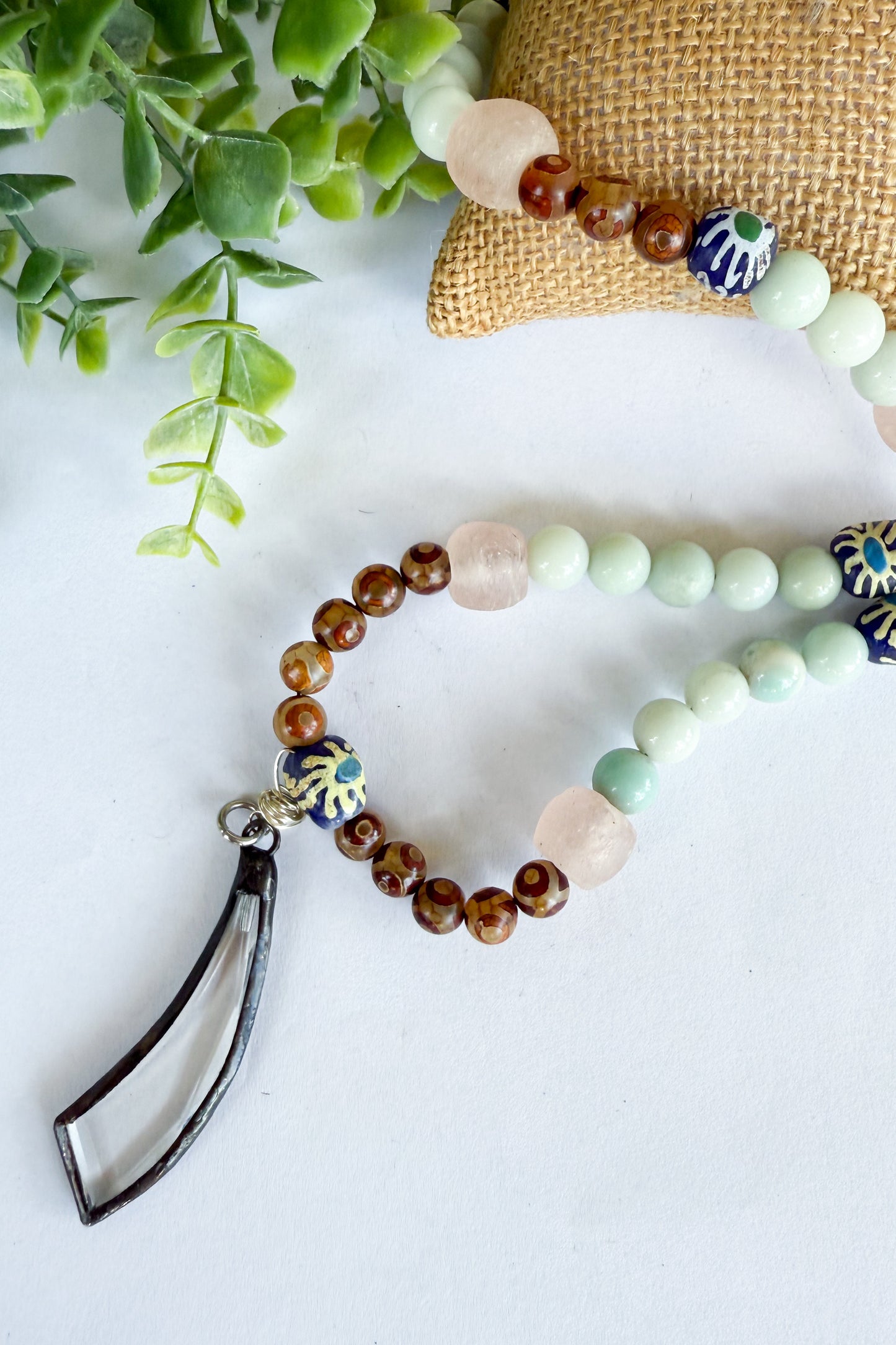 The Bladed Chandelier Necklace in Brown Mix