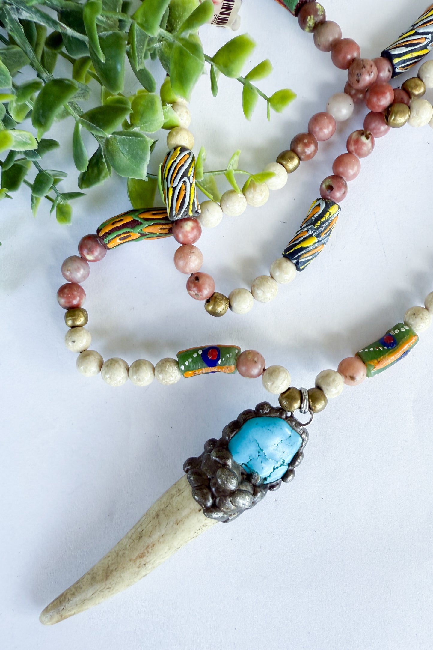The Soldered Horn Necklace in Brown Mix