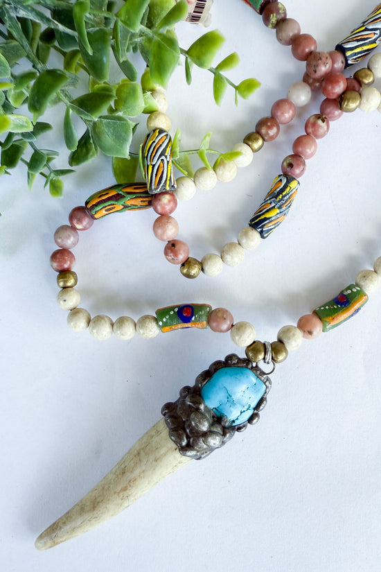 The Soldered Horn Necklace in Brown Mix