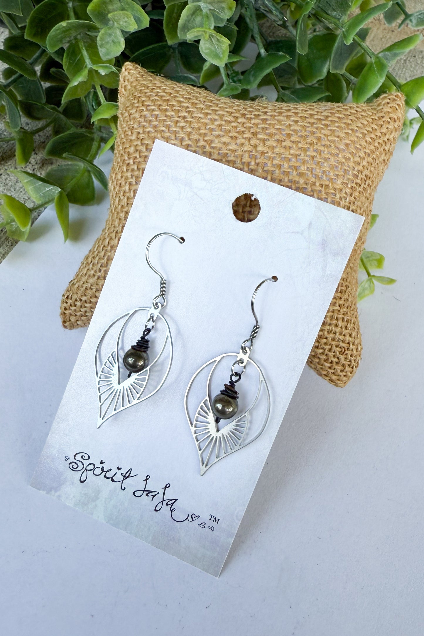 Simple Tear Drop Earrings in Pyrite