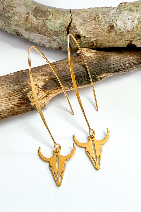 Bull Skull Charm Earrings