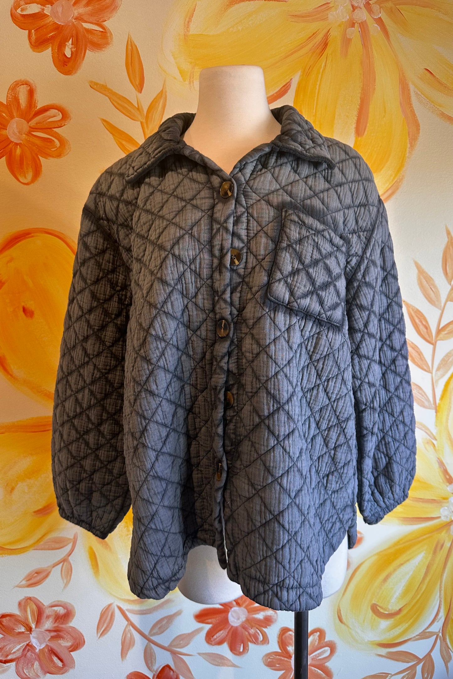 Kennedy Quilted Shirt in Grey