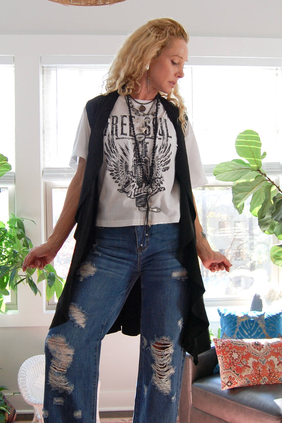 Final Sale The Farrah Faux Suede Vest in Black