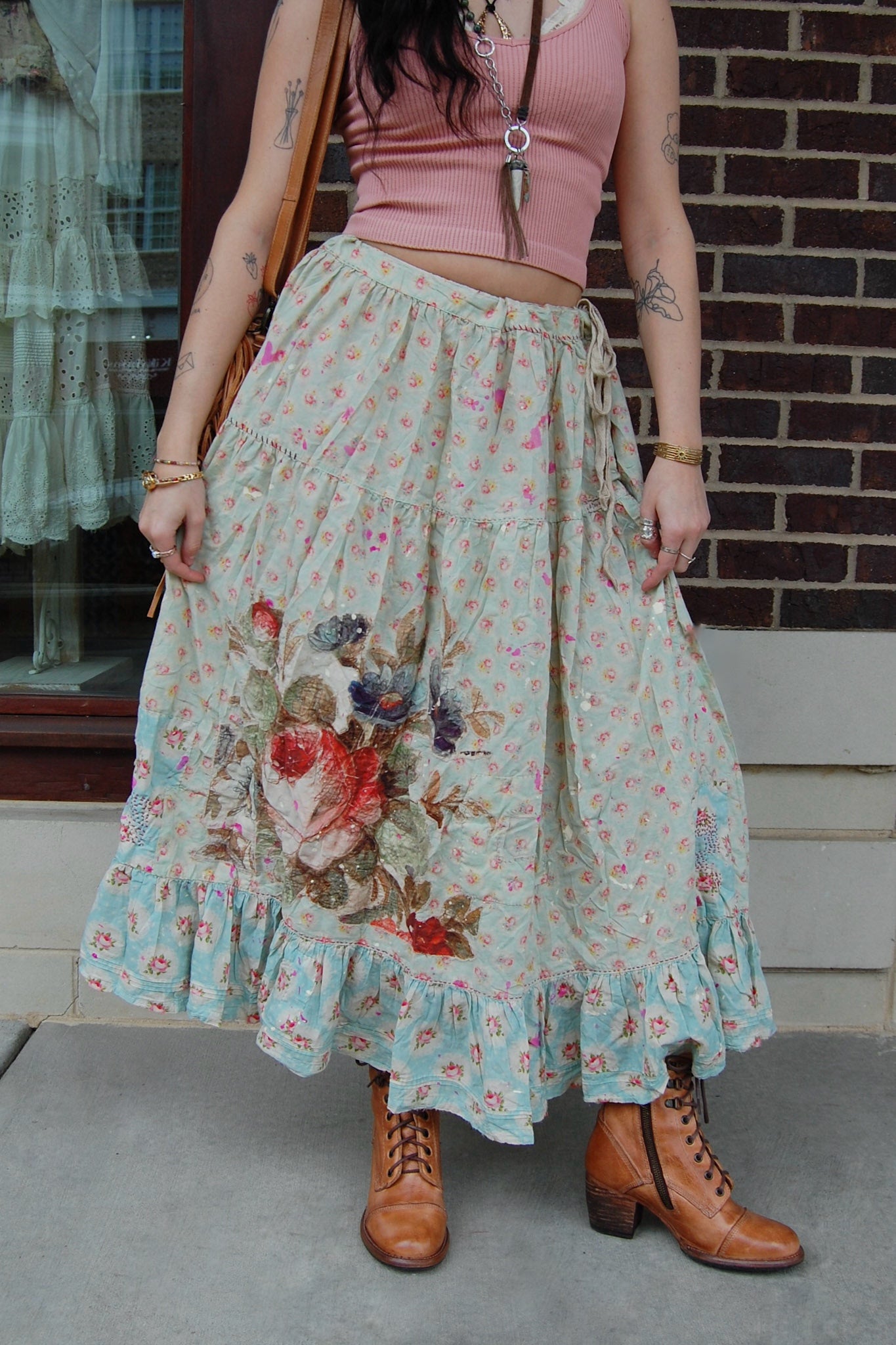 Magnolia Pearl Appliqué Friendship Skirt in Mon Cheri