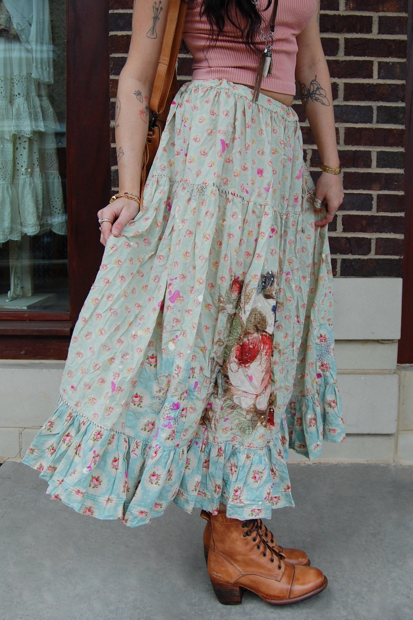 Magnolia Pearl Appliqué Friendship Skirt in Mon Cheri