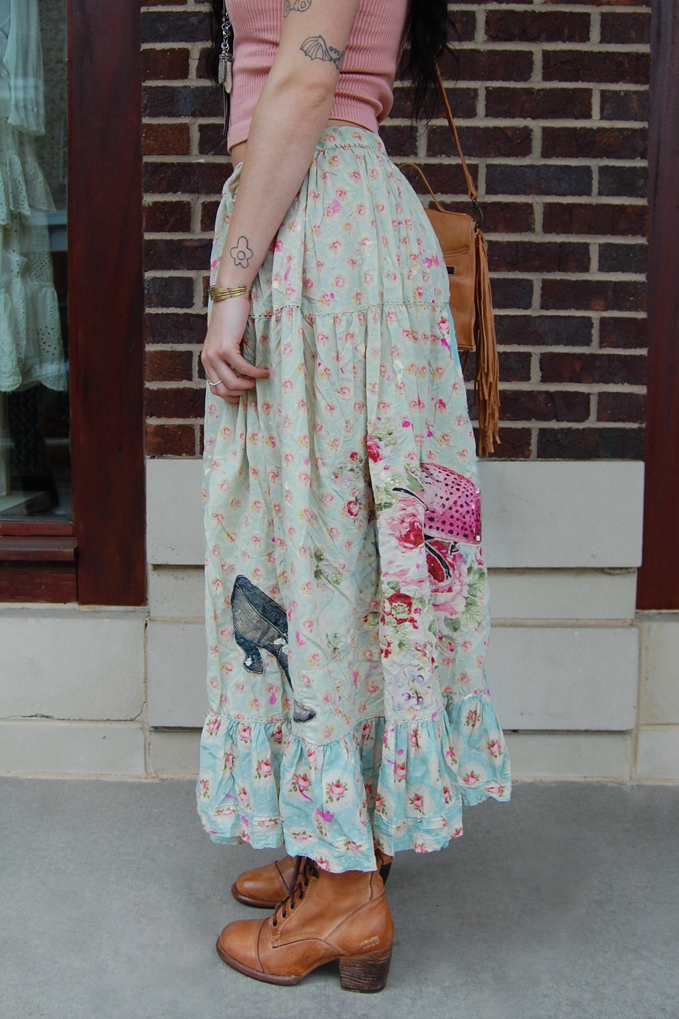 Magnolia Pearl Appliqué Friendship Skirt in Mon Cheri