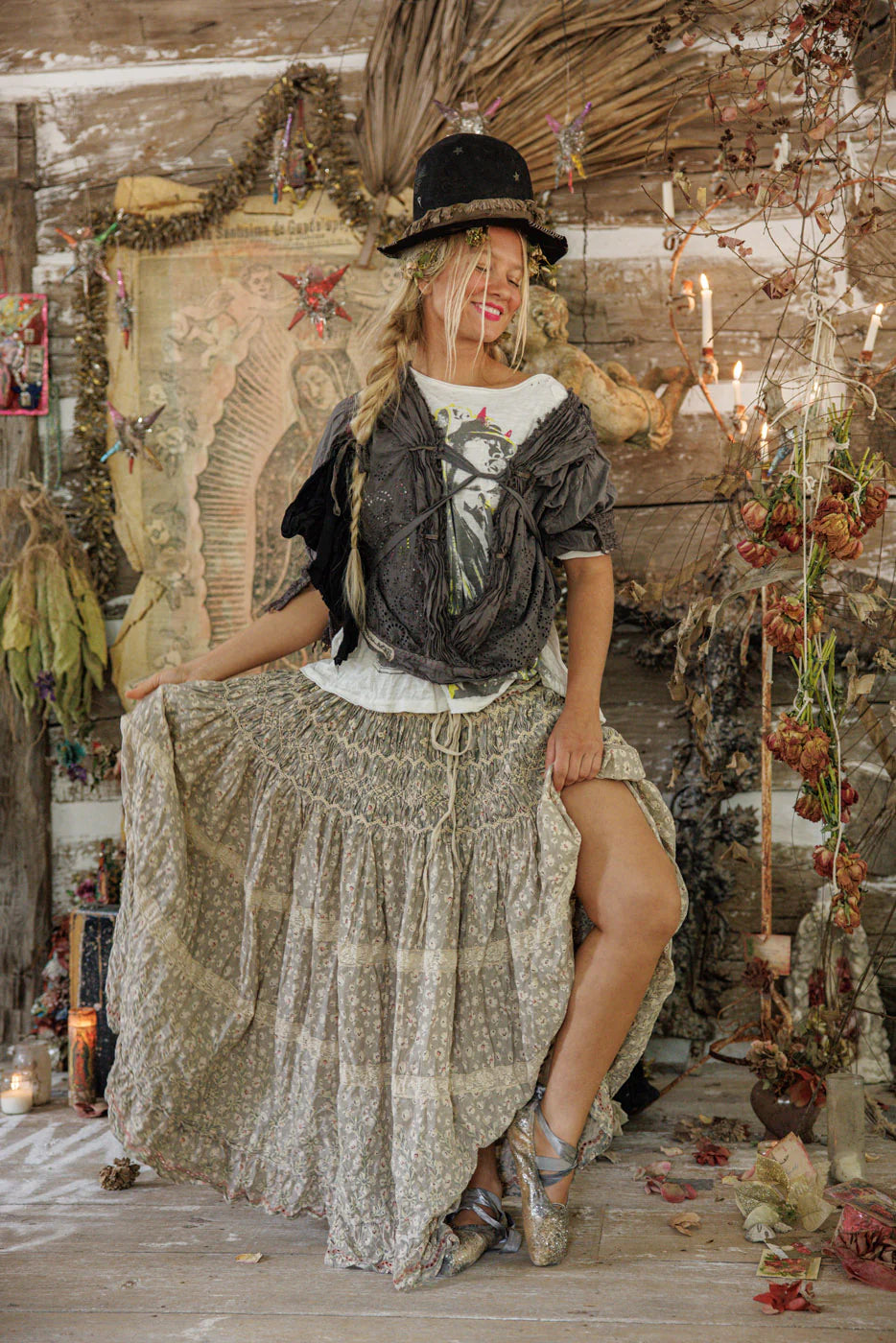 Floral Chrystal Skirt in Gypsophila