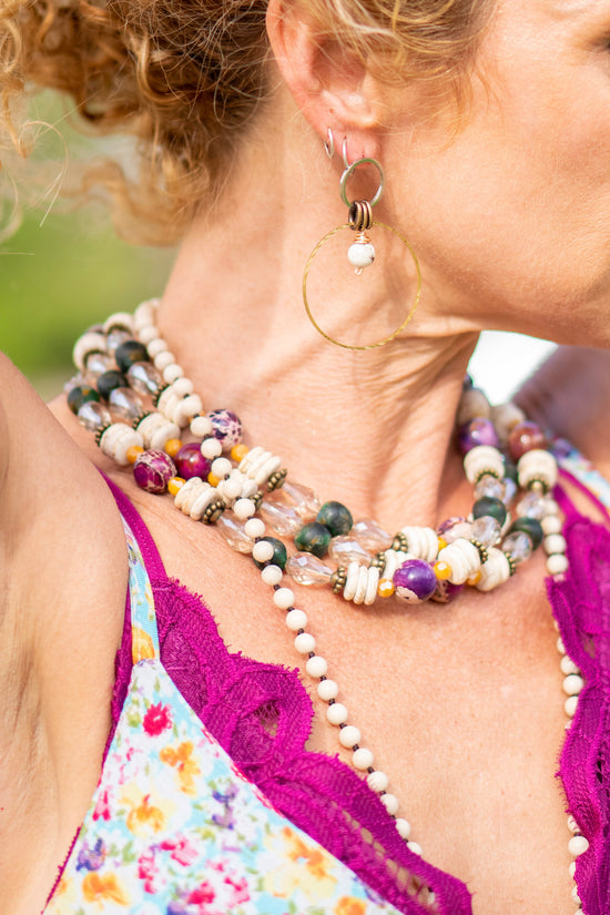 The Geneva Beaded Necklace in Fuchsia - SpiritedBoutiques Boho Hippie Boutique Style Necklace, A Rare Bird