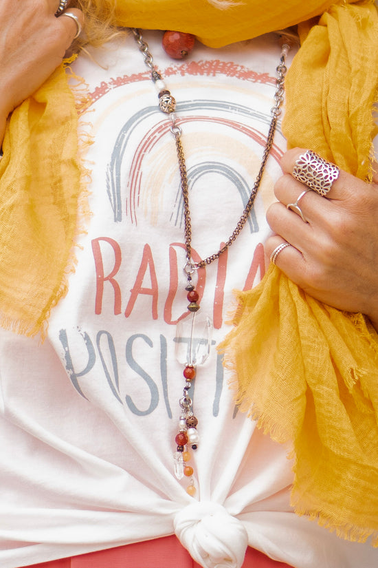 The Janice Statement Drop Necklace in Orange - SpiritedBoutiques Boho Hippie Boutique Style Necklace, Spirit Lala Boho