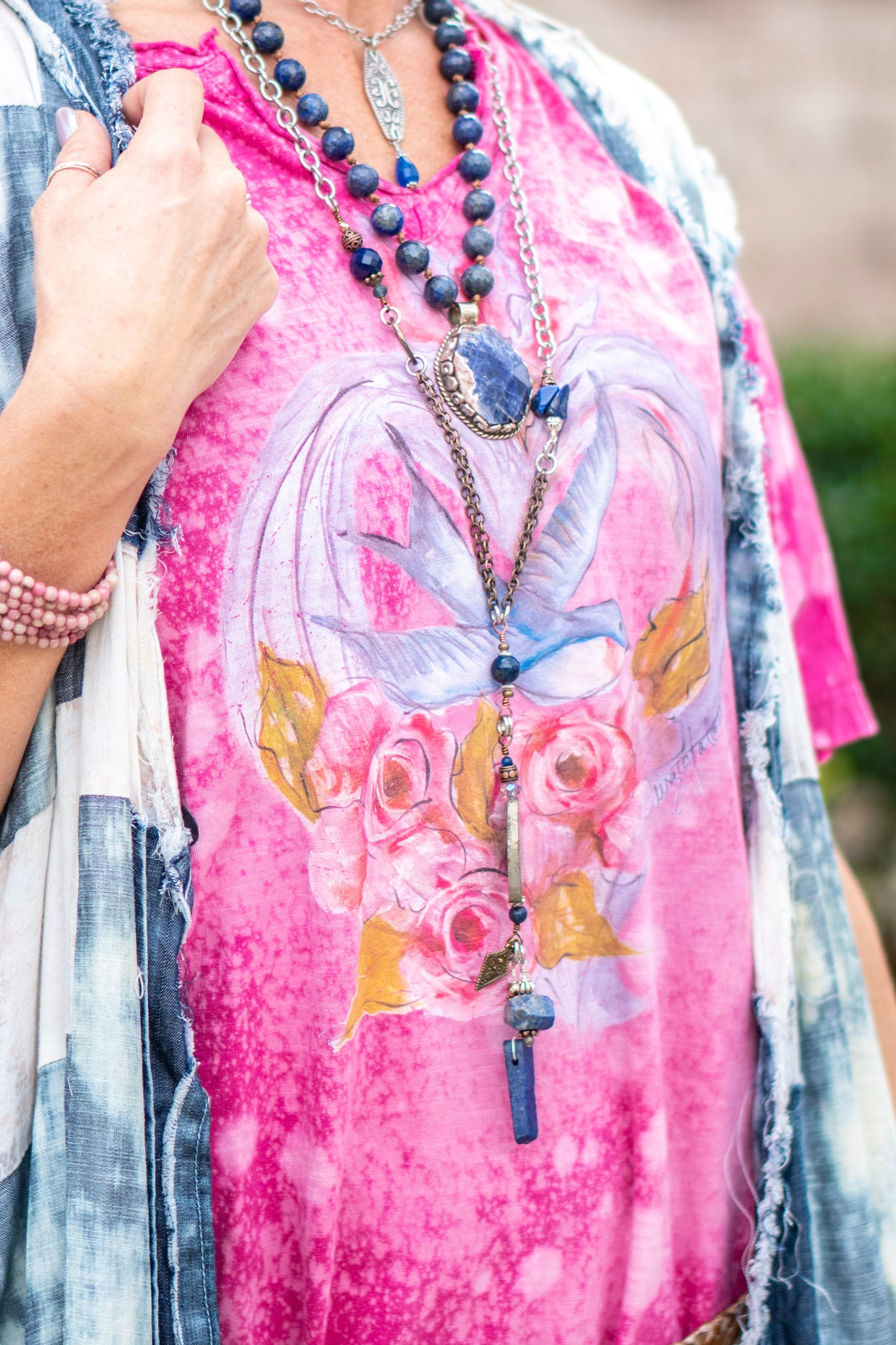 Show Stopper Drop Necklace in Dark Blue - SpiritedBoutiques Boho Hippie Boutique Style Necklace, Spirit Lala Boho