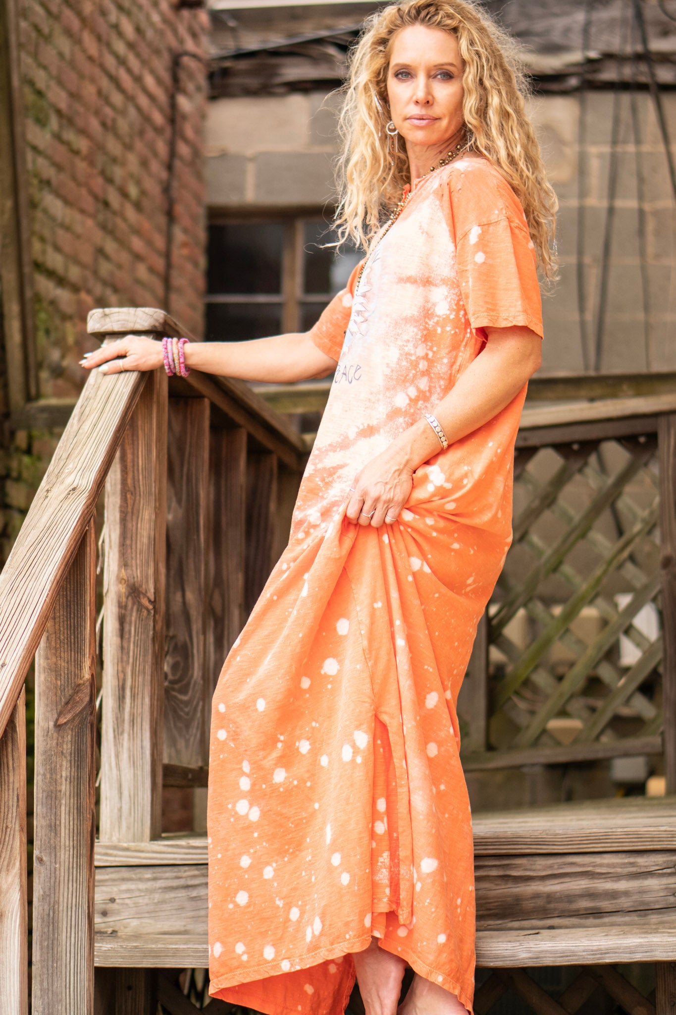 The Flora Peace Dress in Tangerine - SpiritedBoutiques Boho Hippie Boutique Style General, A Rare Bird
