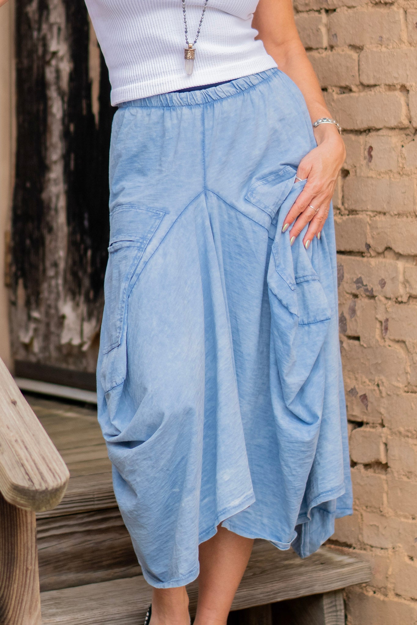 Load image into Gallery viewer, The Mabel Skirt in Denim - SpiritedBoutiques Boho Hippie Boutique Style Skirt, Tempo Paris
