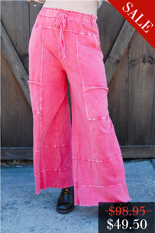 FINAL SALE Manny Mineral Wash Wide Leg in Orange Red