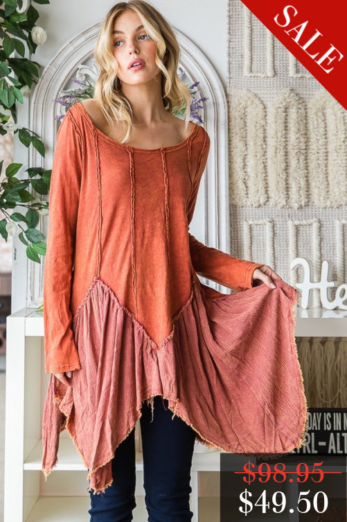 Final Sale Halle Hem Tunic in Brick