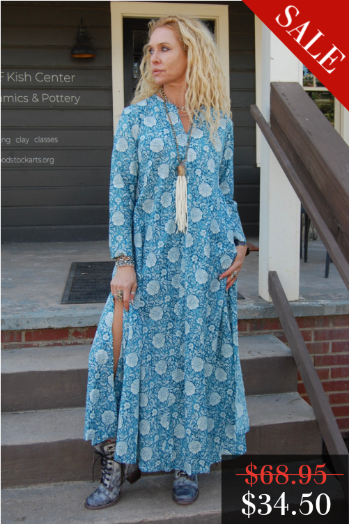 FINAL SALE Calypso Flora Dress in Blue Flower