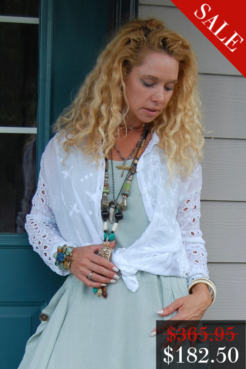 Final Sale Johnny Was - Rochelle Button Up in White