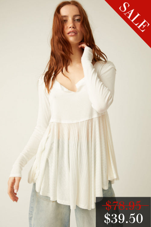 Final Sale Clover Babydoll Top in Ivory