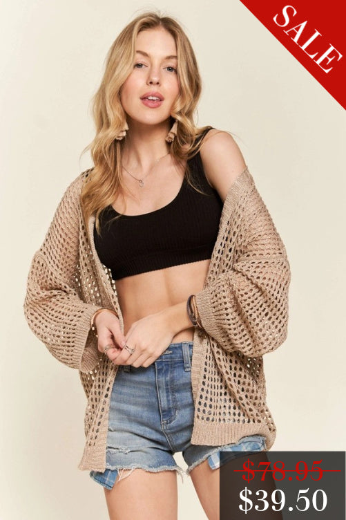 Final Sale The Claire Crochet Cardigan in Beige