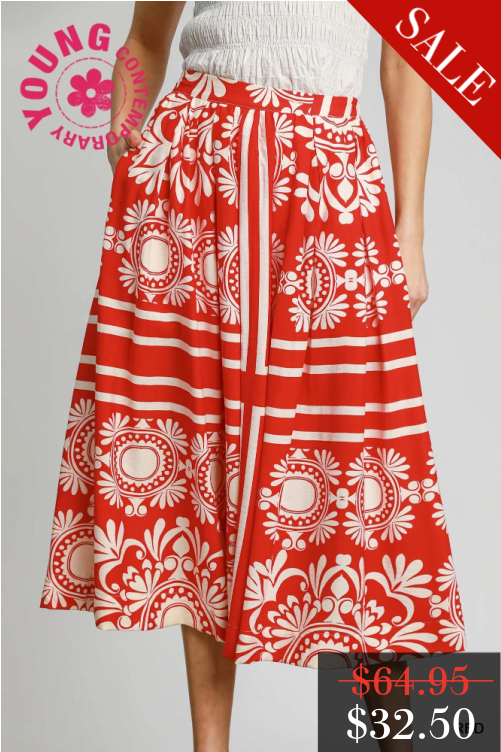 FINAL SALE Allison Abstract Skirt in Red