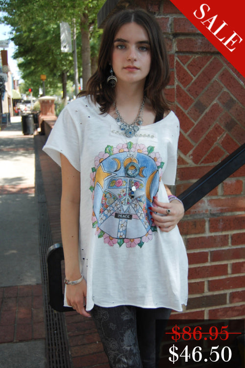 Final Sale Peace Happy Bus Tee in White