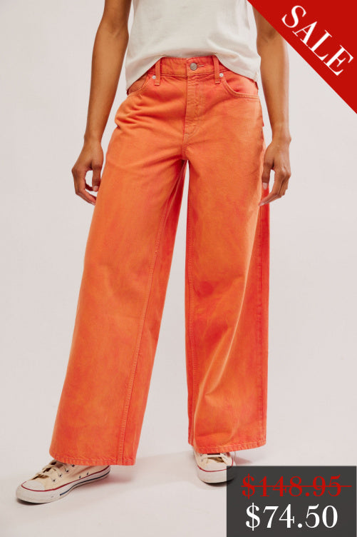 Final Sale Waterfalls Baggy Wide Leg Pants in Oklahoma Sun