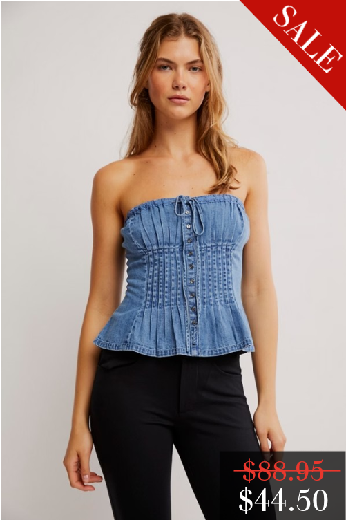 FINAL SALE Denim Wink Wink Tube Top in Medium Wash