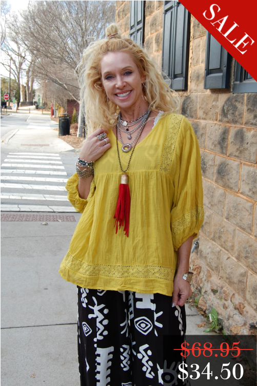 FINAL SALE Lee Top in Mustard