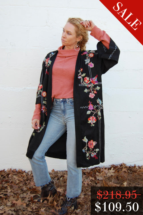 Final Sale The Gina Suede Kimono in Black