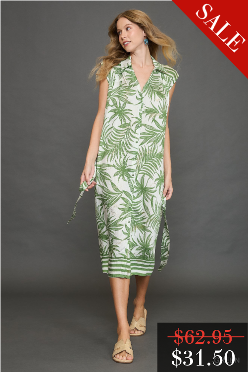 FINAL SALE Brielle Button Down Dress in Green