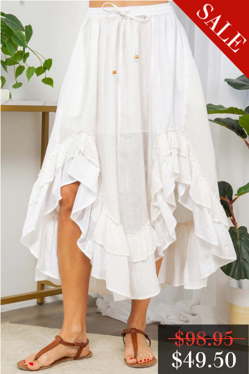 FINAL SALE Farrah Frill Skirt in White