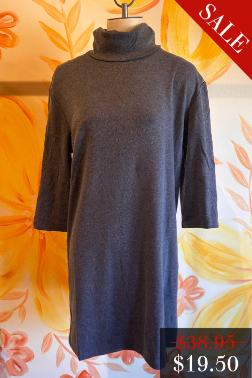 Final Sale Molly Mock Neck Dress in Dark Grey