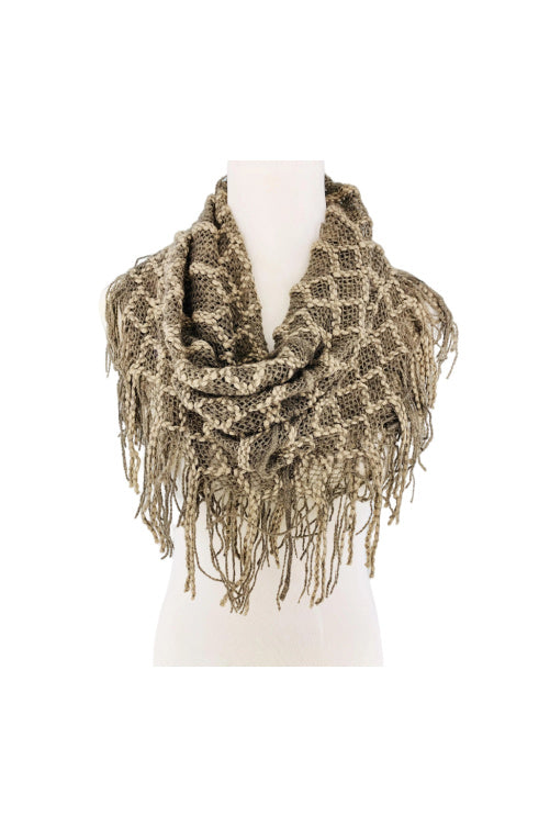 Penelope Patterned Infinity Scarf in Brown