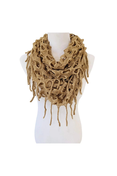 Felecity Fringe Infinity Scarf in Brown