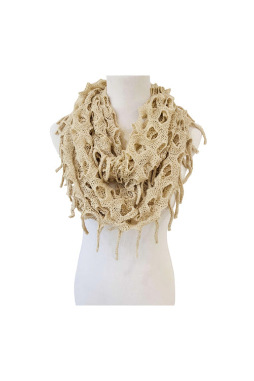 Felecity Fringe Infinity Scarf in Beige