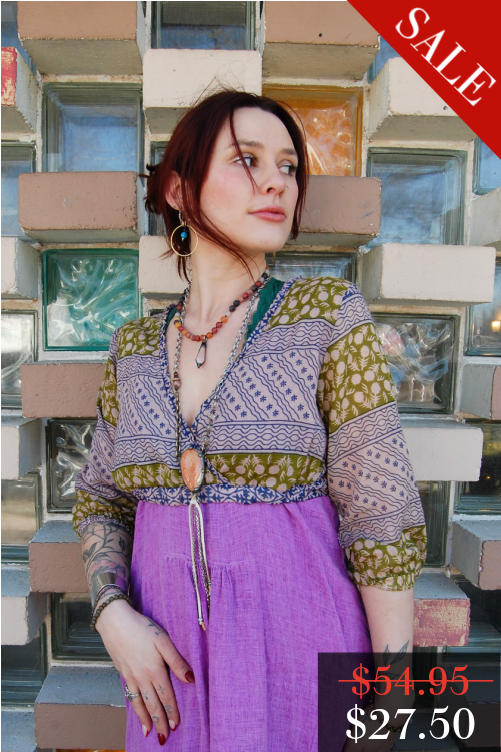 FINAL SALE Printed V-Neck Blouse in Multi