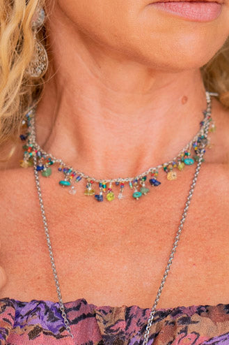 Load image into Gallery viewer, The Sierra Beaded Choker in Turq Combo - SpiritedBoutiques Boho Hippie Boutique Style Necklace, Spirit Lala Boho
