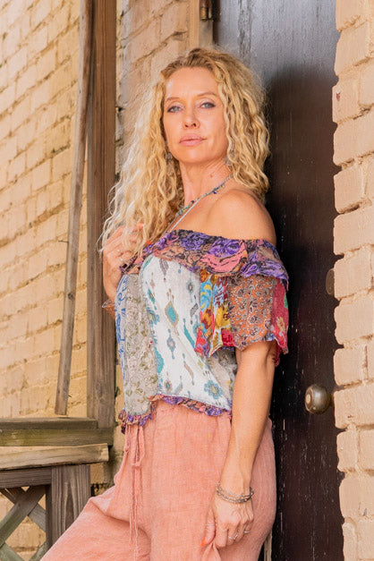 The Vivienne Top in Grey - SpiritedBoutiques Boho Hippie Boutique Style Top, Young Threads