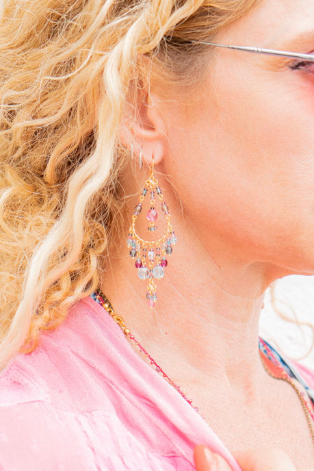 The Amelia Chandelier Earrings in Multi - SpiritedBoutiques Boho Hippie Boutique Style Earrings, Spirited