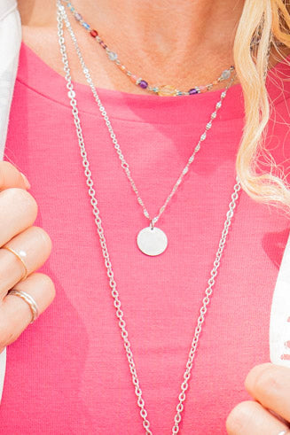 Simple Brushed Disc Necklace - SpiritedBoutiques Boho Hippie Boutique Style Necklace, Serenity Spirit Lala