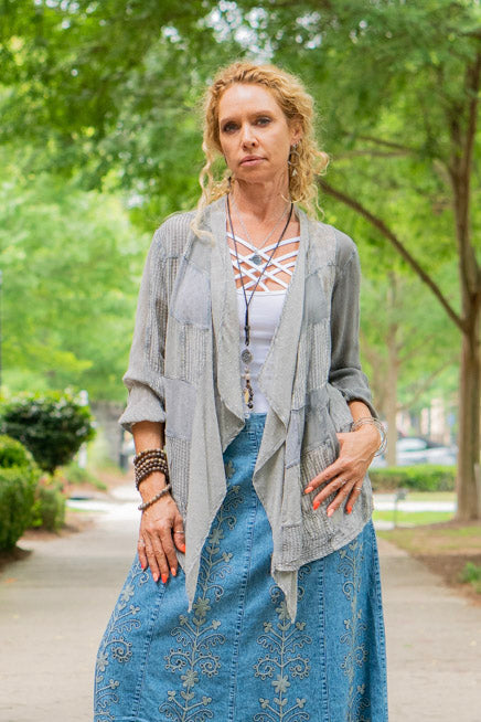 Load image into Gallery viewer, The Gaia Shirt in Grey - SpiritedBoutiques Boho Hippie Boutique Style shirt, Young Threads
