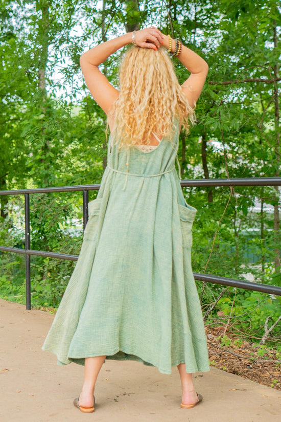 Emma Oversized Dress in Sage - SpiritedBoutiques Boho Hippie Boutique Style Dress, Oli & Hali