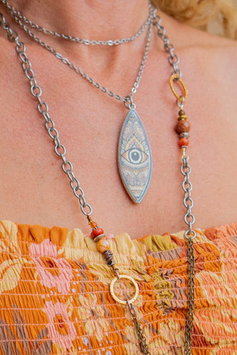 Eye Marquise Pendant Necklace - SpiritedBoutiques Boho Hippie Boutique Style Necklace, Spirit Lala