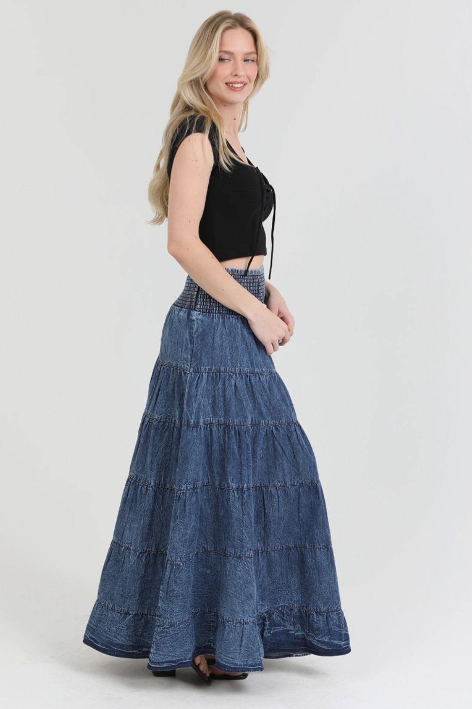 Angie A Line Skirt in Demin